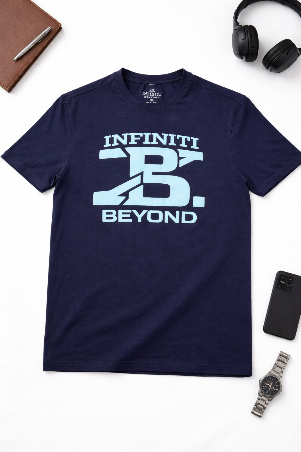 T-Shirt - Light Blue Logo on Navy