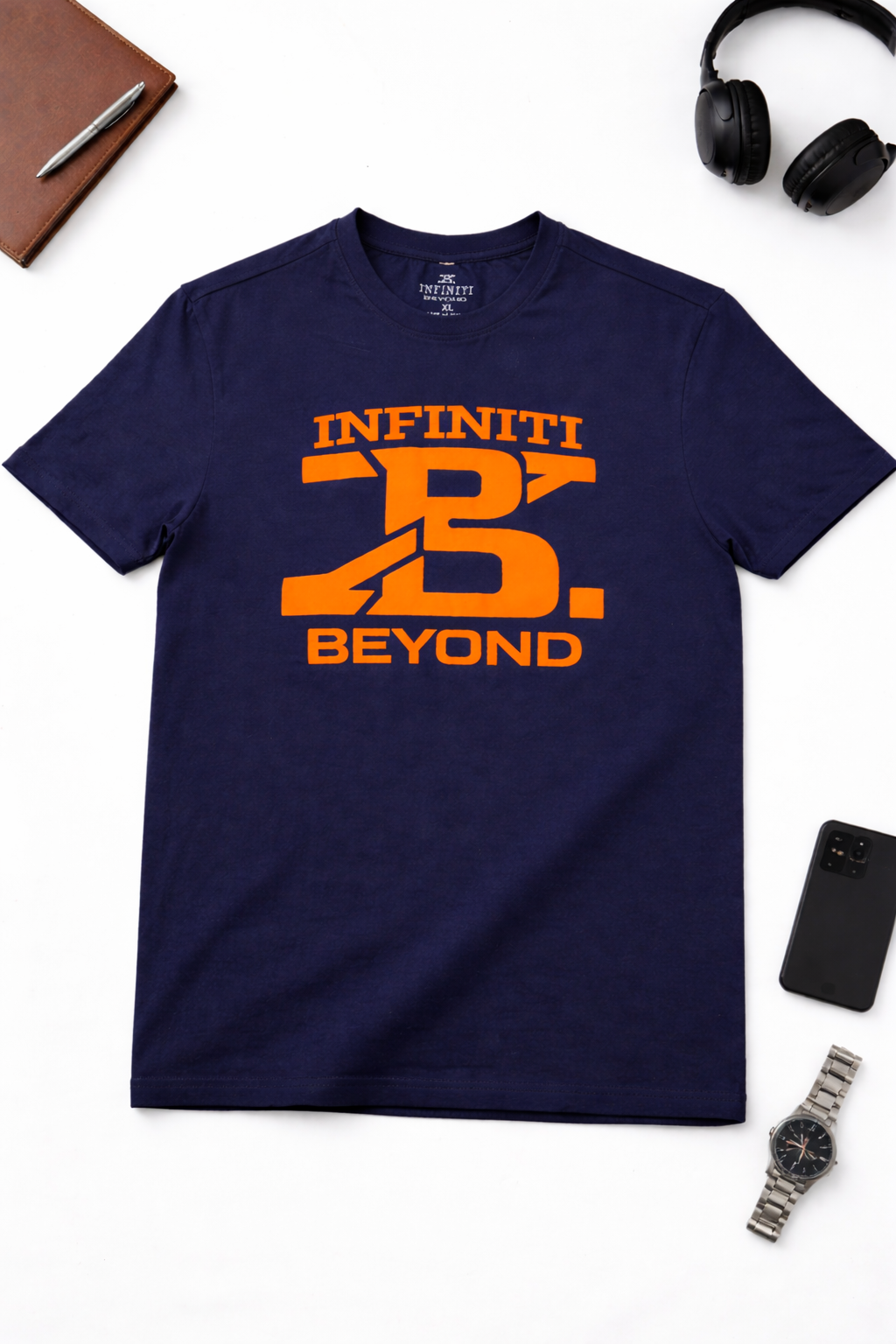 T-Shirt - Orange Logo on Navy